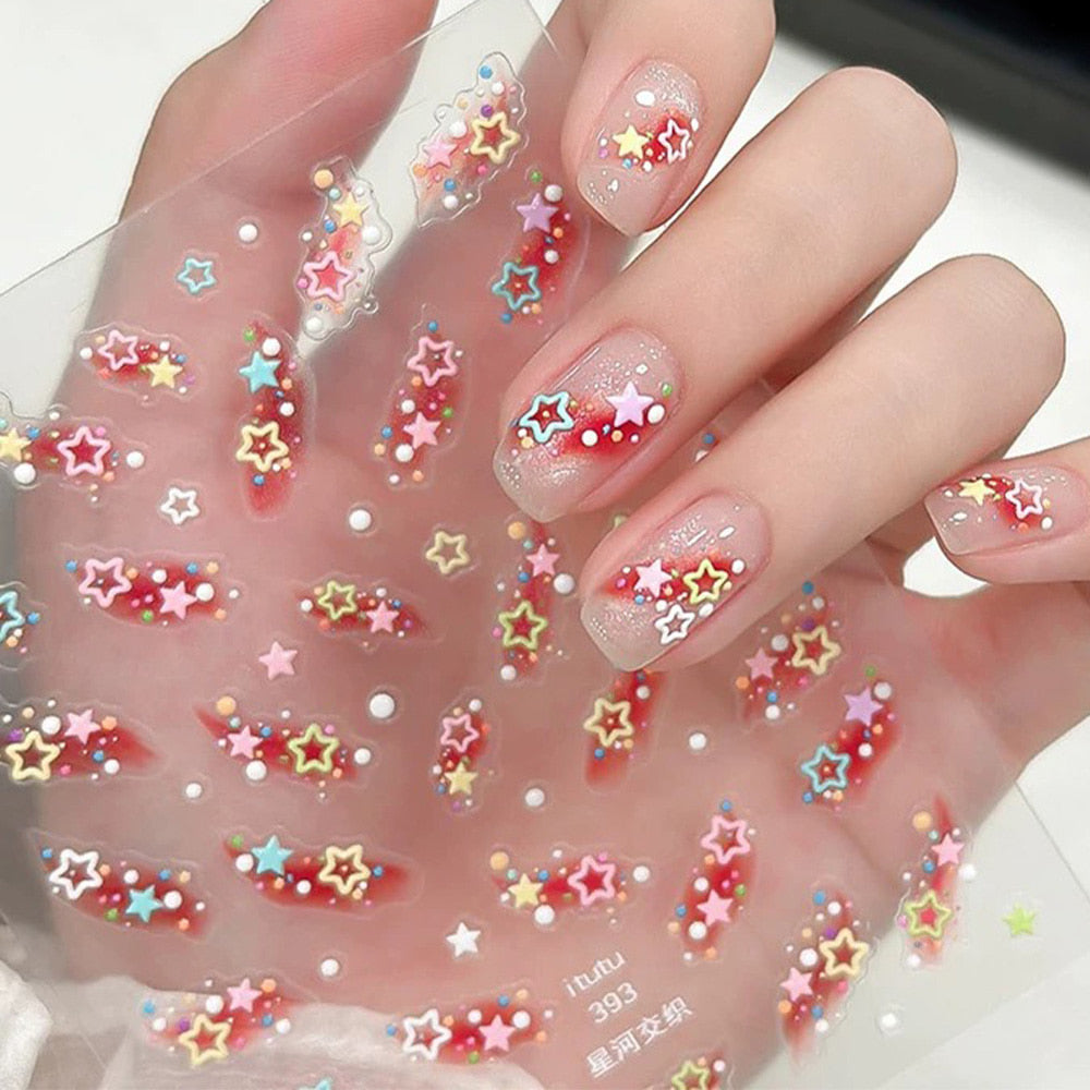 3D embossed nail sticker-602 star mini circle