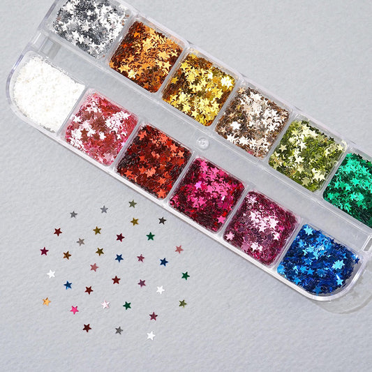 Star Nail Glitter 12 Set - 8 Sequins 3mm