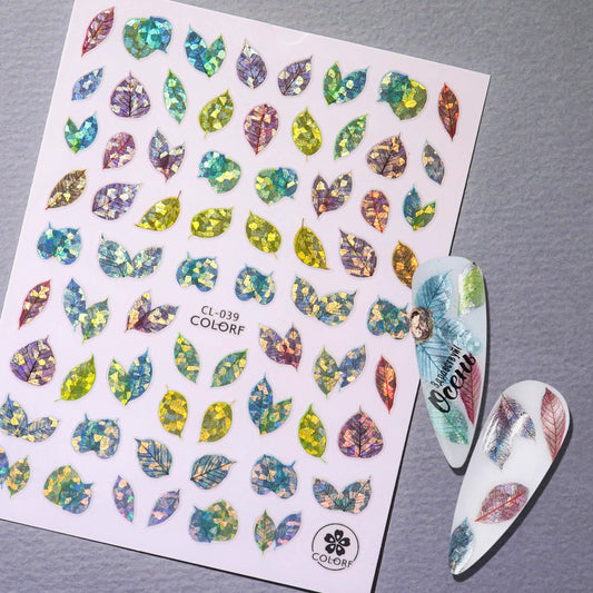 Nail Sticker-209 Fall Fallen Leaves Hologram