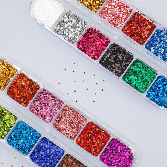 Star Nail Glitter 12 Sets - 13 Mini 1mm