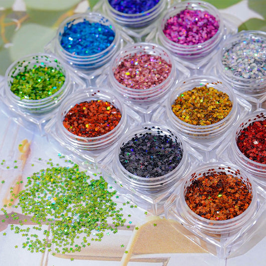 Star Nail Glitter 12 Sets - 15 Ultra Mini AB 1mm