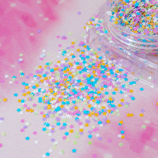 Star Nail Glitter - 6 Mixed Super Mini 1mm Pastel