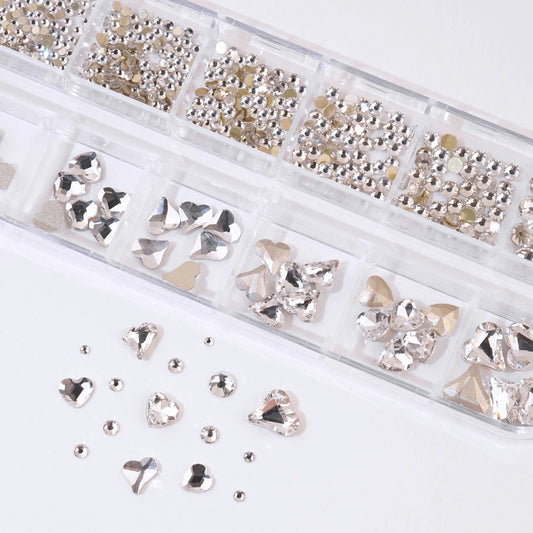 Nail Stone 12 Set - 1 Crystal Flat Stone