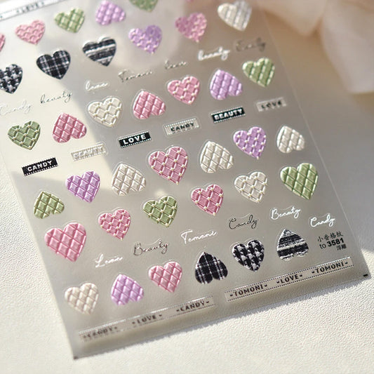 3D Embossed Nail Sticker - 203 Heart Check