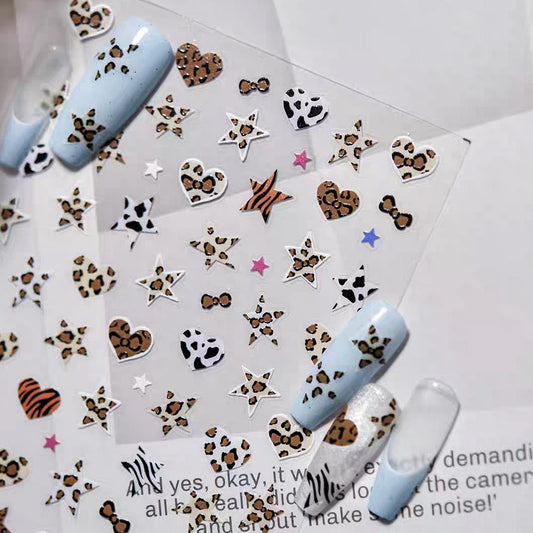 Premium Nail Sticker-116 Leopard Heart Star Dalmatian