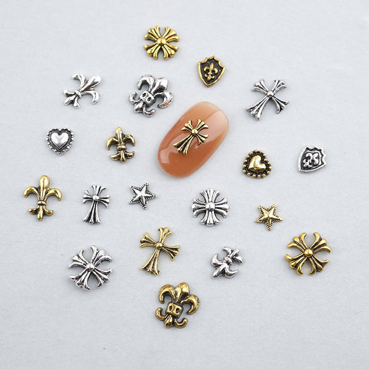 50pcs 3D Cross Metal Nail Art Charm DIY Nail Deco Crafts Art Supplies -MC21