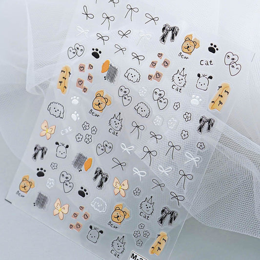 3D Embossed Nail Sticker - 201 Dog Cat
